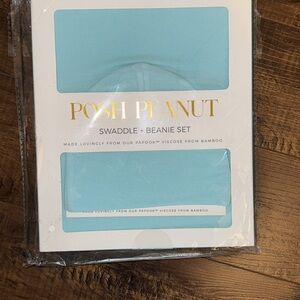 Posh Peanut Robins Egg Blue Swaddle and Beanie Set